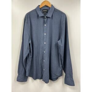 Bonobos Standard Shirt Fit Blue Houndstooth Long Sleeve Button Up Dress Size XXL